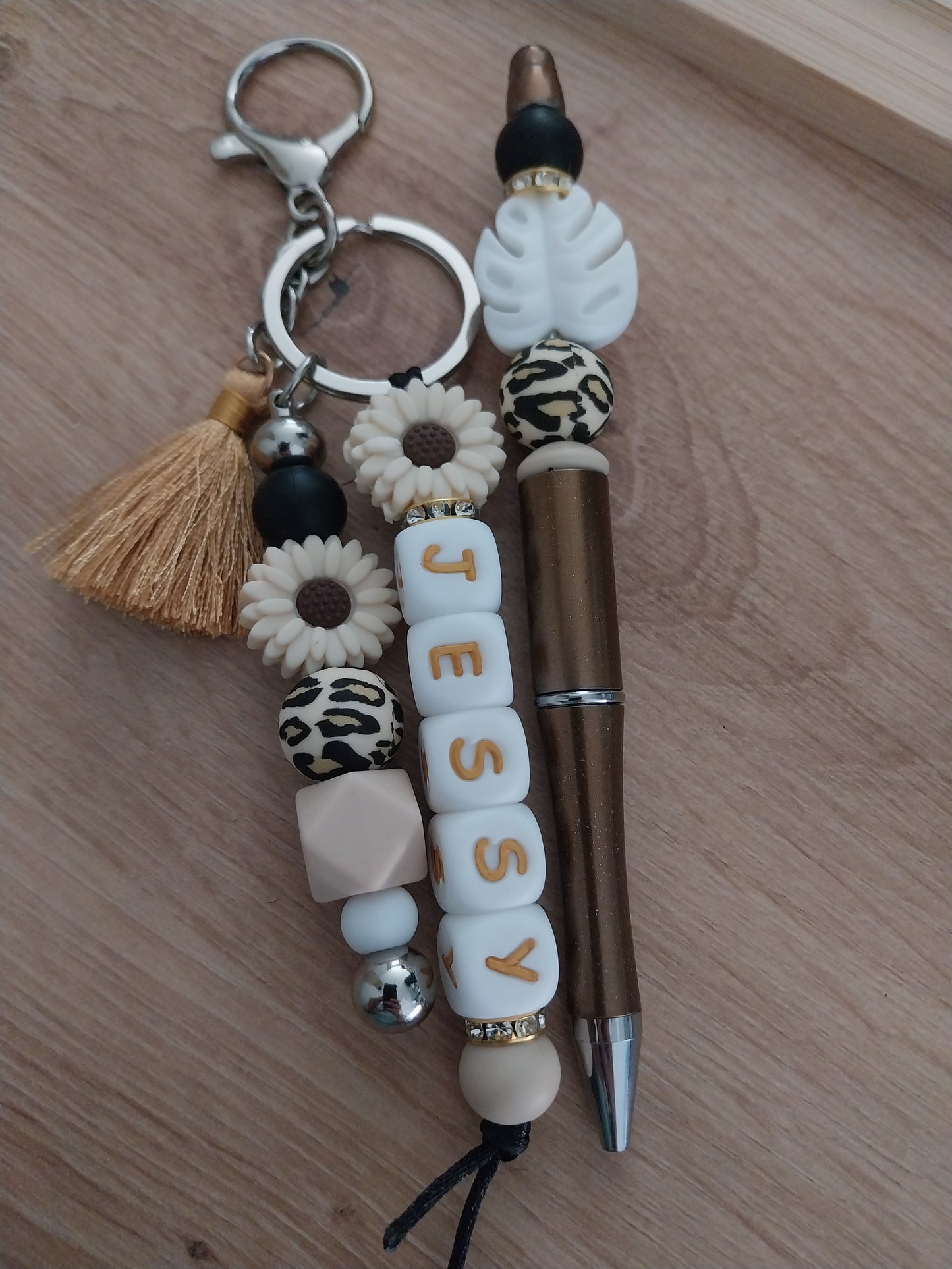 set van sleutelhanger met naam en bijhorende balpen